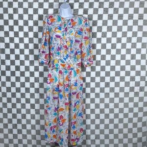 Vintage Laura and Jayne set blouse and long skirt, multicolor floral abstract 8